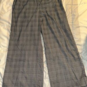 Lane Bryant Womens Wide-Leg Gray Checkered Pants